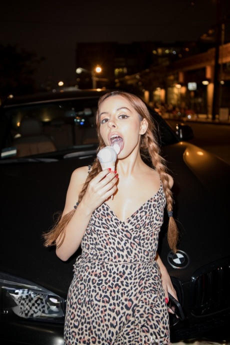 Slim teen Vanna Bardot licks an ice cream before sex with a massive black cock