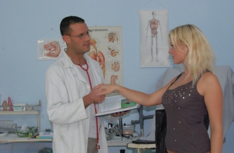 Blonde woman Kathy Sweet has sexual intercourse during a doctor's visit