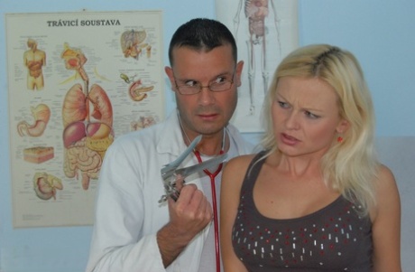 Blonde woman Kathy Sweet has sexual intercourse during a doctor's visit