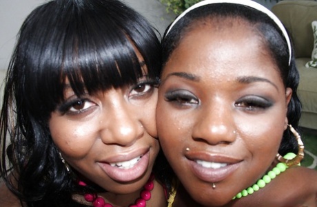 Ebony babes Ms. Bliss and Stacey Sweets ride a meaty dick in groupsex