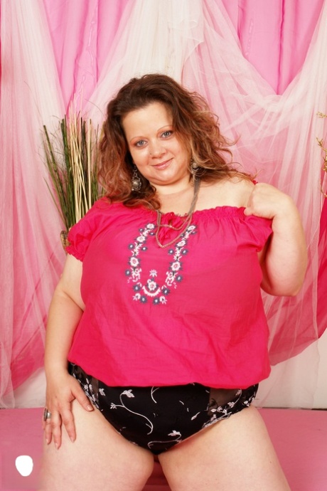 Mature fatty Francessca toying her monster tits and her hairy pussy