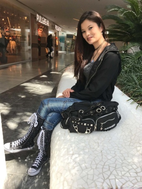Pretty Asian babe Miyuki Son ends a sexy striptease with some POV sex