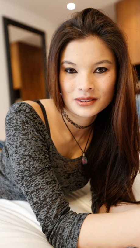Pretty Asian babe Miyuki Son ends a sexy striptease with some POV sex